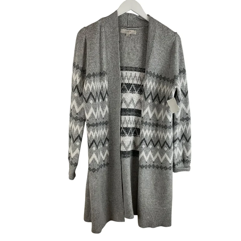 Sweater Cardigan By Loft In Grey, Size: M