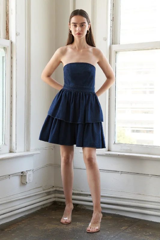 AWARE OF THIS DENIM MINI DRESS