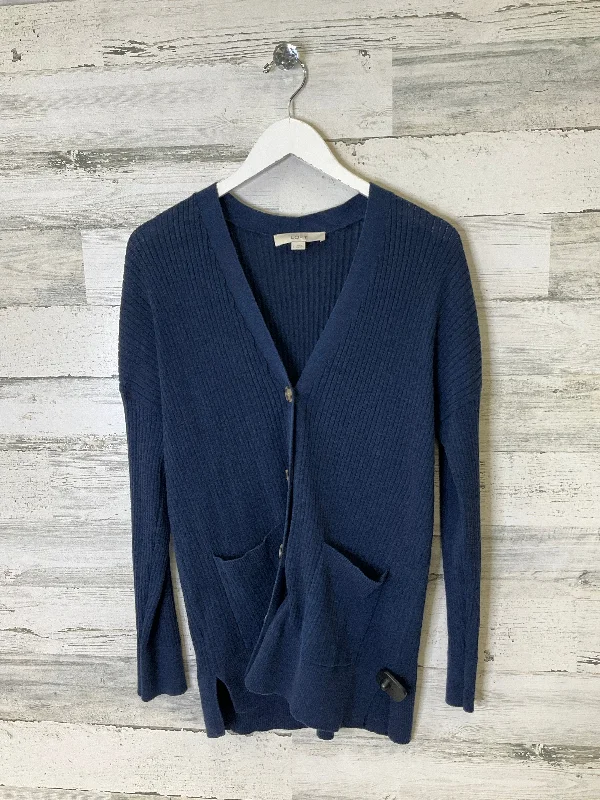 Sweater Cardigan By Loft In Navy, Size: L