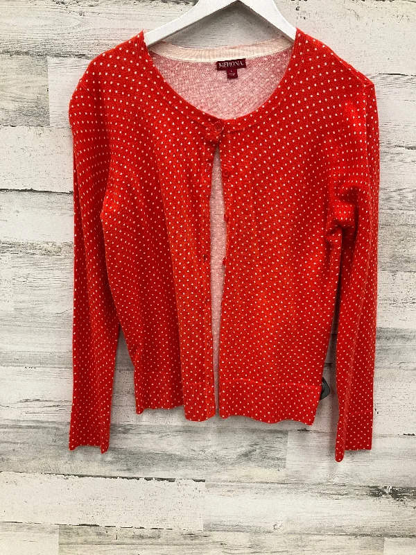 Sweater Cardigan By Merona In Orange, Size: L