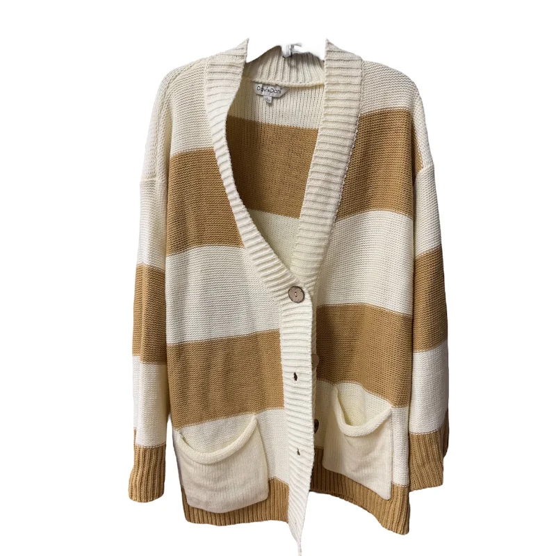 Sweater Cardigan By Davi & Dani In Striped Pattern, Size: L