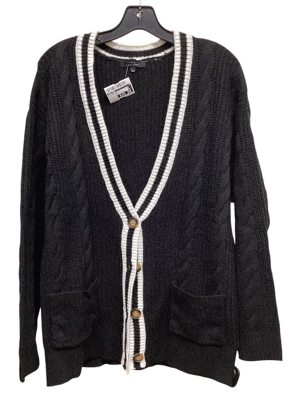 Sweater Cardigan By Love Tree In Black & White, Size: L