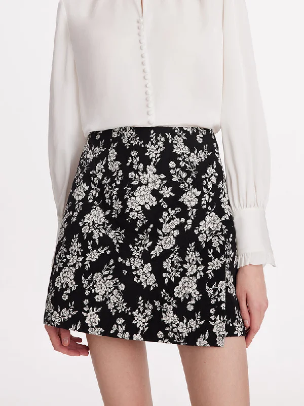 Camellia Jacquard A-Line Women Mini Skirt