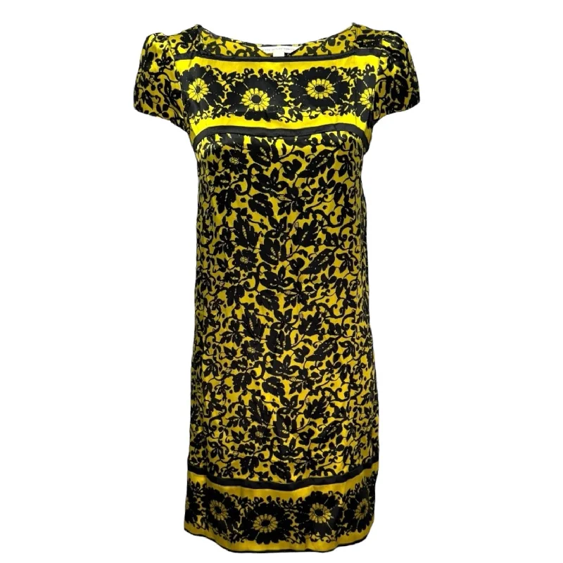 Cerisier Silk Dress Designer By Diane Von Furstenberg In Yellow, Size: 2