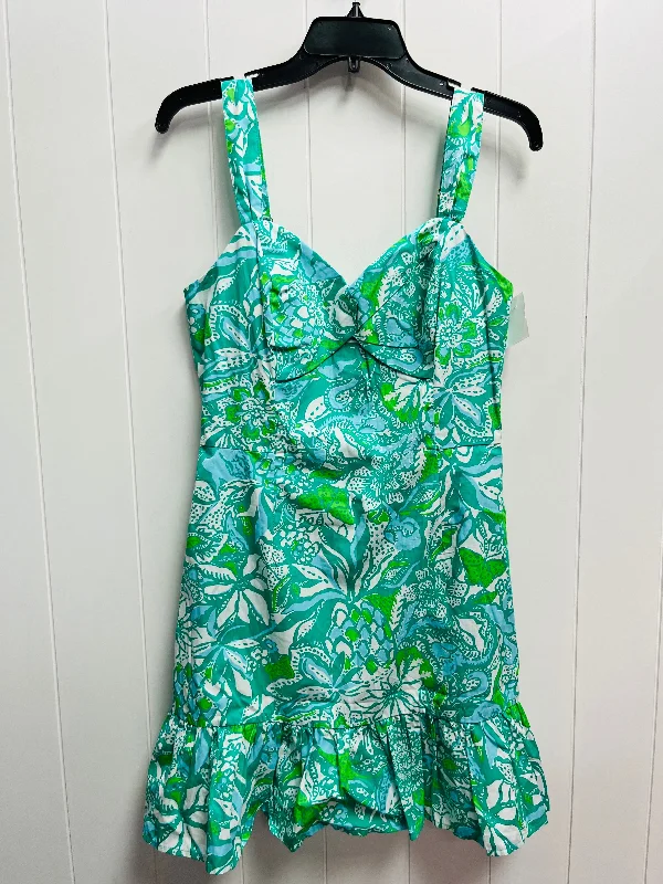 Dress Designer By Lilly Pulitzer In Green & White, Size: 10