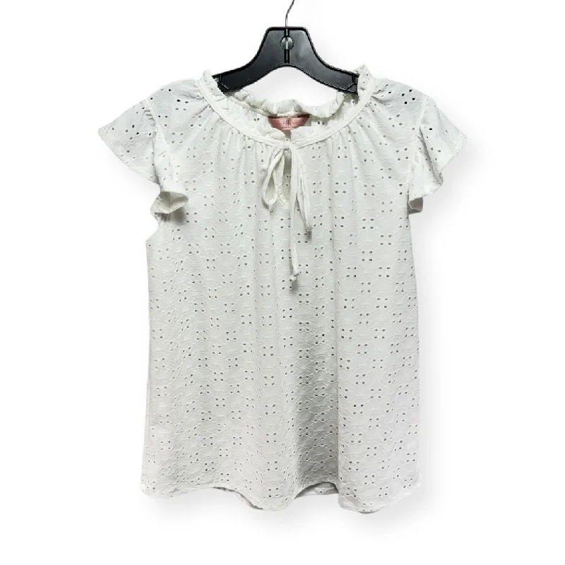 Eyelet White Top Short Sleeve Sjs, Size S