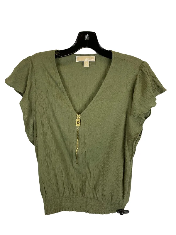 Green Top Short Sleeve Michael By Michael Kors, Size M