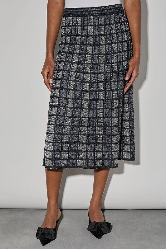 Melange Knit A-Line Midi Skirt