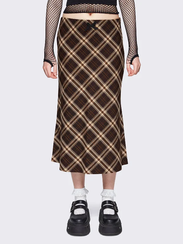 Prim Plaid Midi Skirt