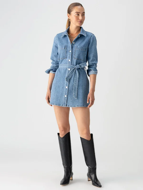 Denim Utility Shirt Dress Solar Flare