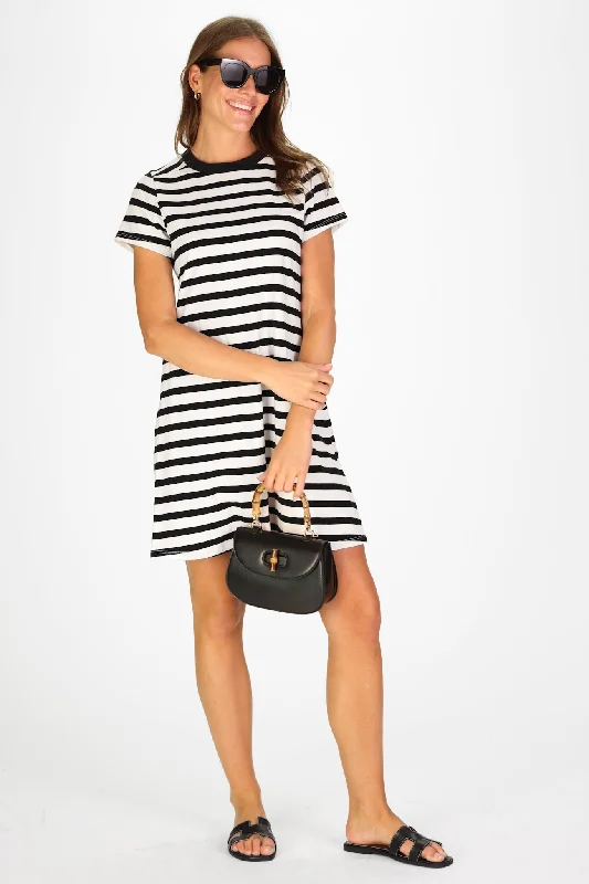 Tallie T-Shirt Dress in Black and White Stripe