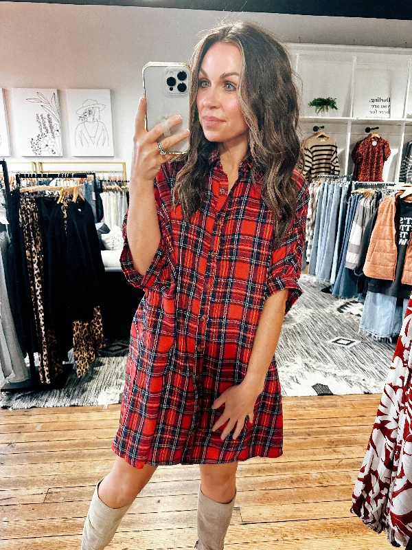 Leslie Plaid Shirt Dress-2 Colors