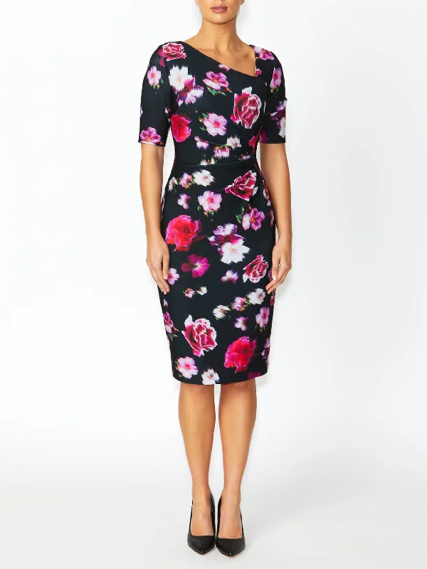 Milena Black Floral Dress