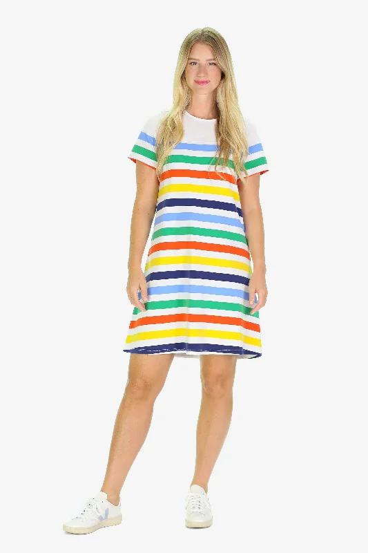 The Nadine T Shirt Dress in Popsicle Stripe