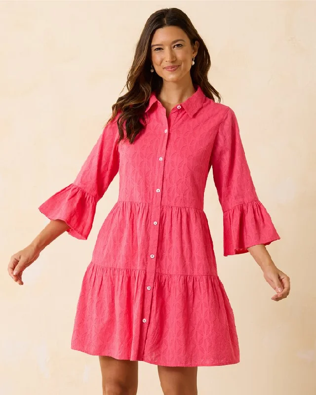 Tommy Bahama Cotton Clip Tiered Shirt Dress Coverup - Coral Coast*