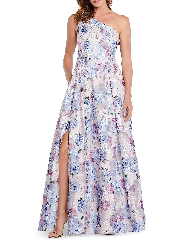 Womens Floral-Print Crepe Evening Dress