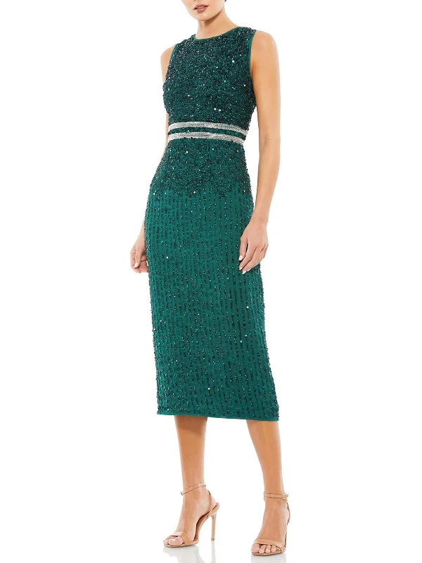 Womens Sequined High Neck Cocktail and Party Dress