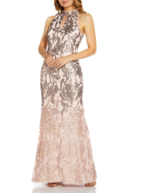 Womens Sequined Prom Evening Dress