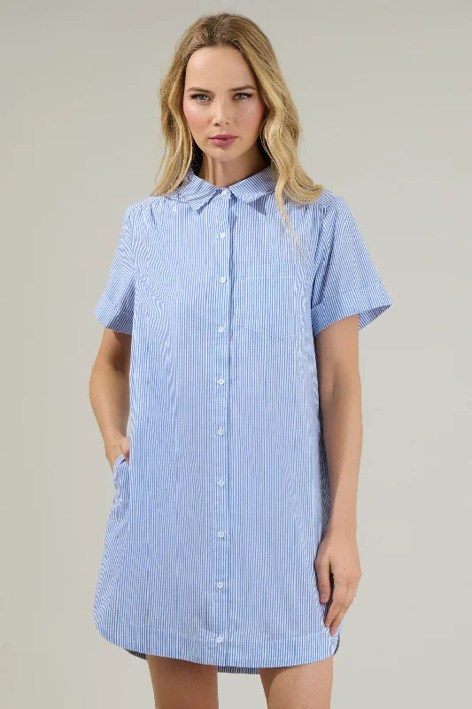 Zira Striped Kaylee Button Down Shirt Dress