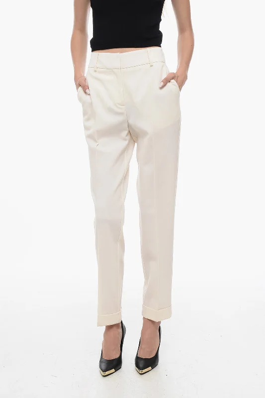 Parosh Straight-Fit Pants with Cuffed Hem