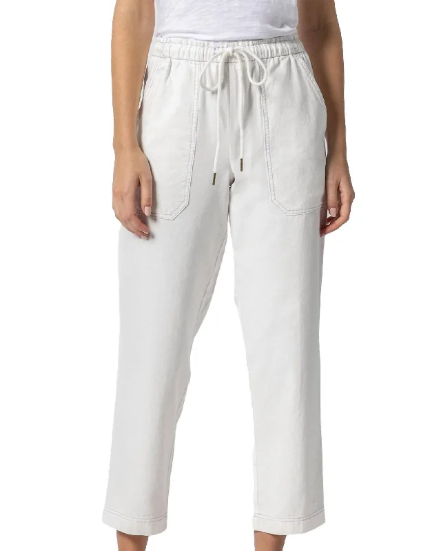 Pull On Canvas Pants In White