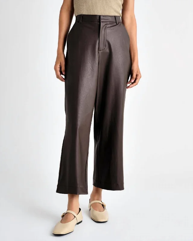 Vegan Leather Trouser In Chocolate