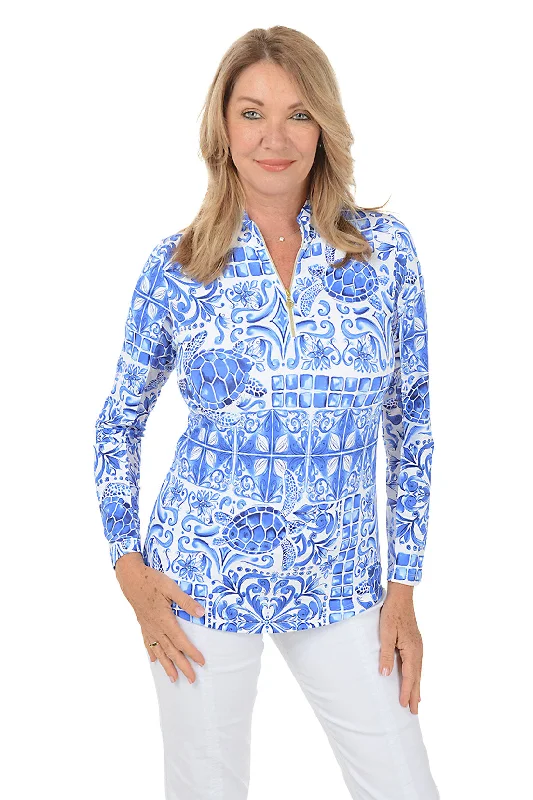 Blue Turtle Tile UPF50+ Sun Shirt