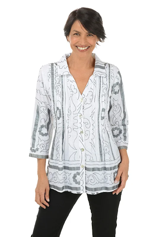 Arthena Pleated Button-Front Shirt