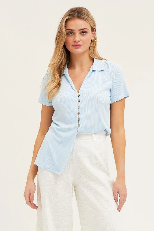 Blue Button Front Shirt