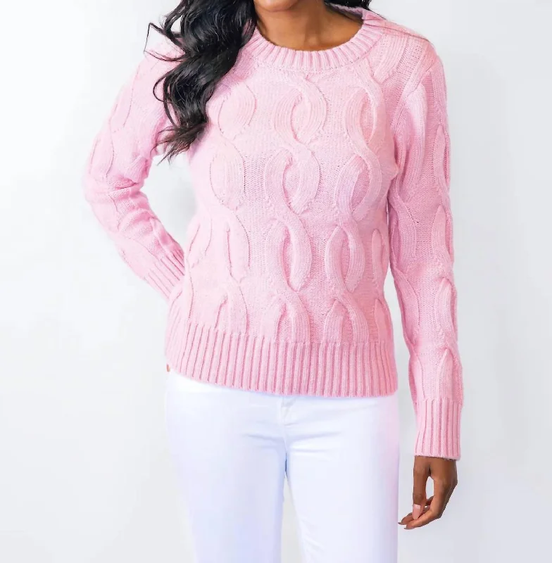 Chunky Cable Knit Sweater In Blush