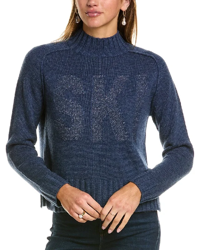 Hannah Rose Lurex Ski Star Mock Neck Wool & Cashmere-Blend Sweater