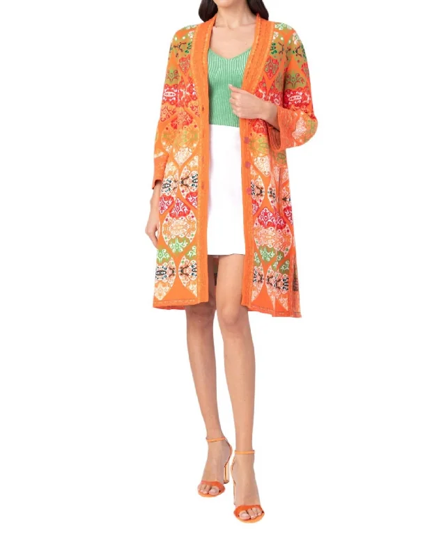 Retro Jacquard Summer Coat In Peach