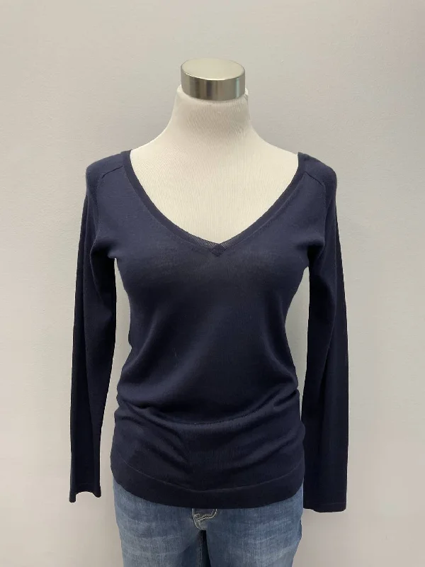 Reversible Wool/silk Sweater In Navy