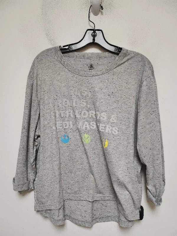 Top Long Sleeve Basic By Walt Disney In Grey, Size: M