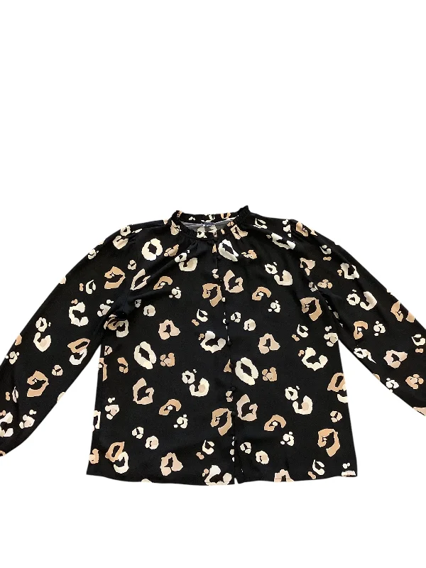 Top Long Sleeve By Ann Taylor In Black & Tan, Size: L