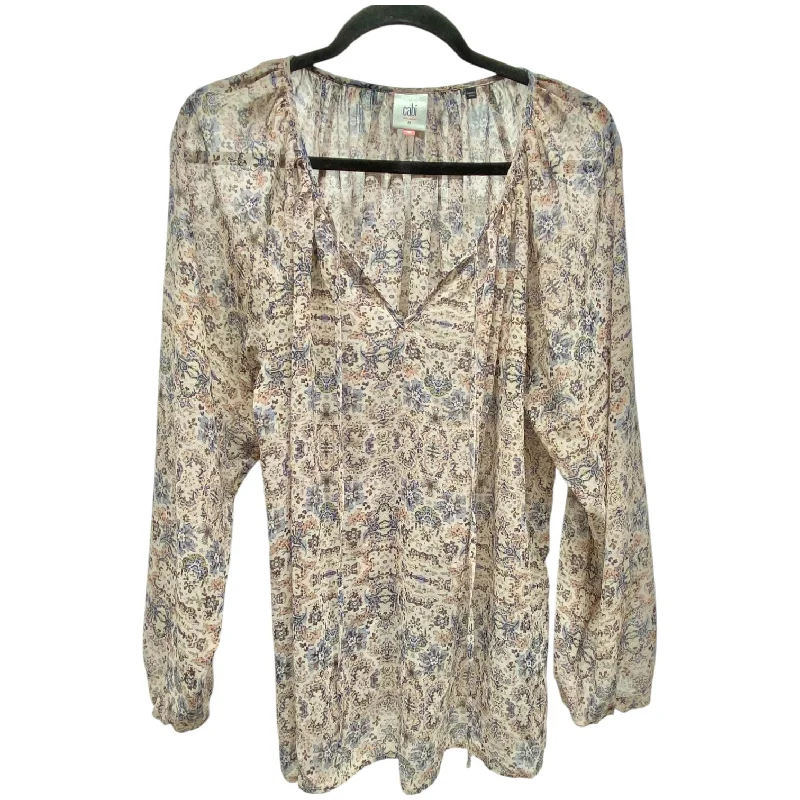 Top Long Sleeve By Cabi In Floral Print, Size: M