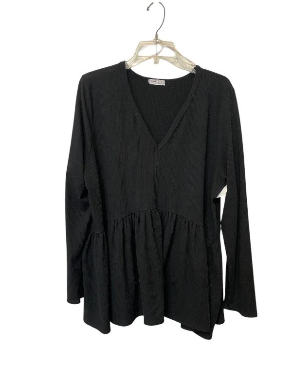 Top Long Sleeve By Chicsoul In Black, Size: 3x