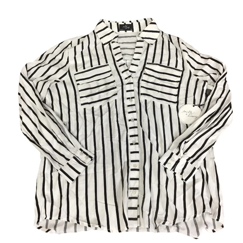 Top Long Sleeve By Clothes Mentor In Black & White, Size: M