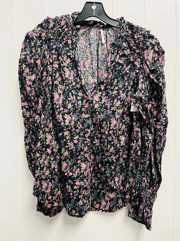 Top Long Sleeve By Free People In Black & Purple, Size: S