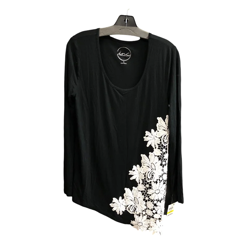 Top Long Sleeve By Inc In Black & White, Size: M