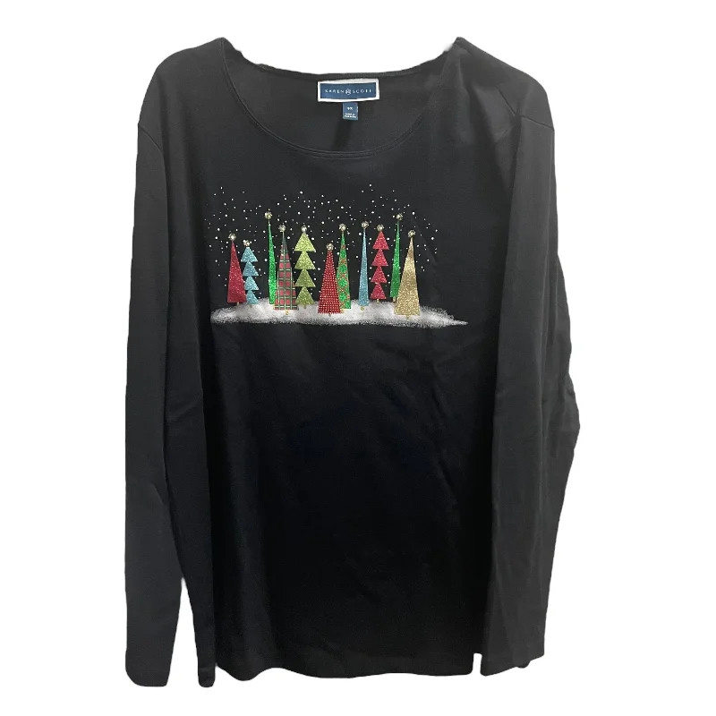 Top Long Sleeve By Karen Scott In Black, Size: 3x