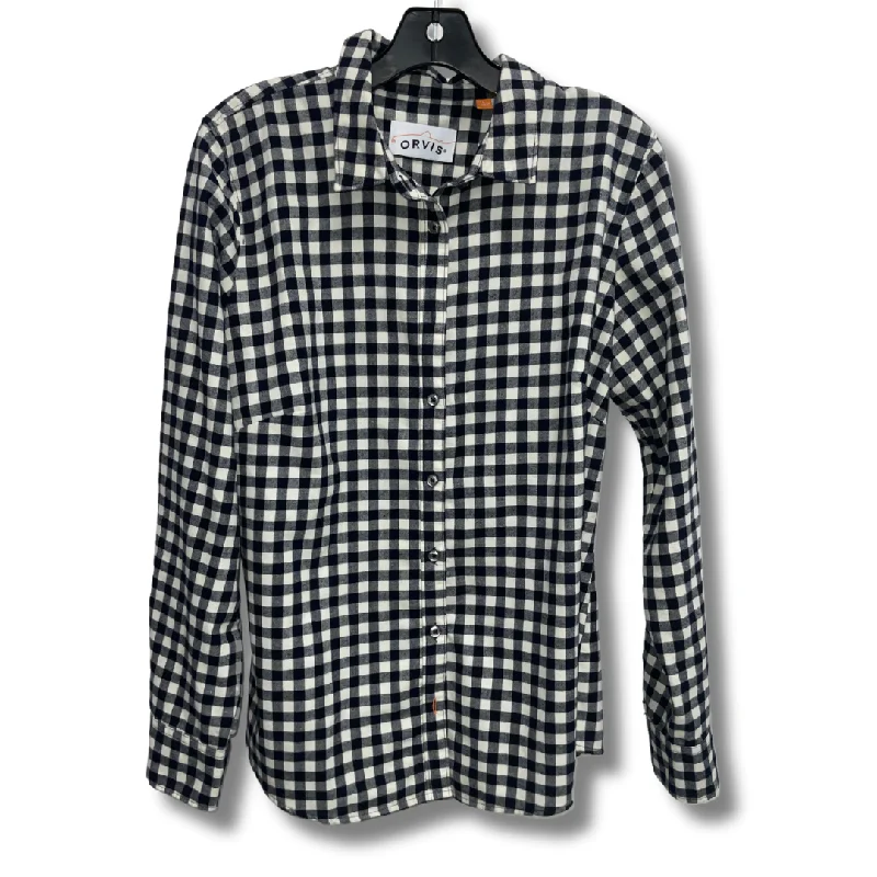 Top Long Sleeve By Orvis In Plaid Pattern, Size: L