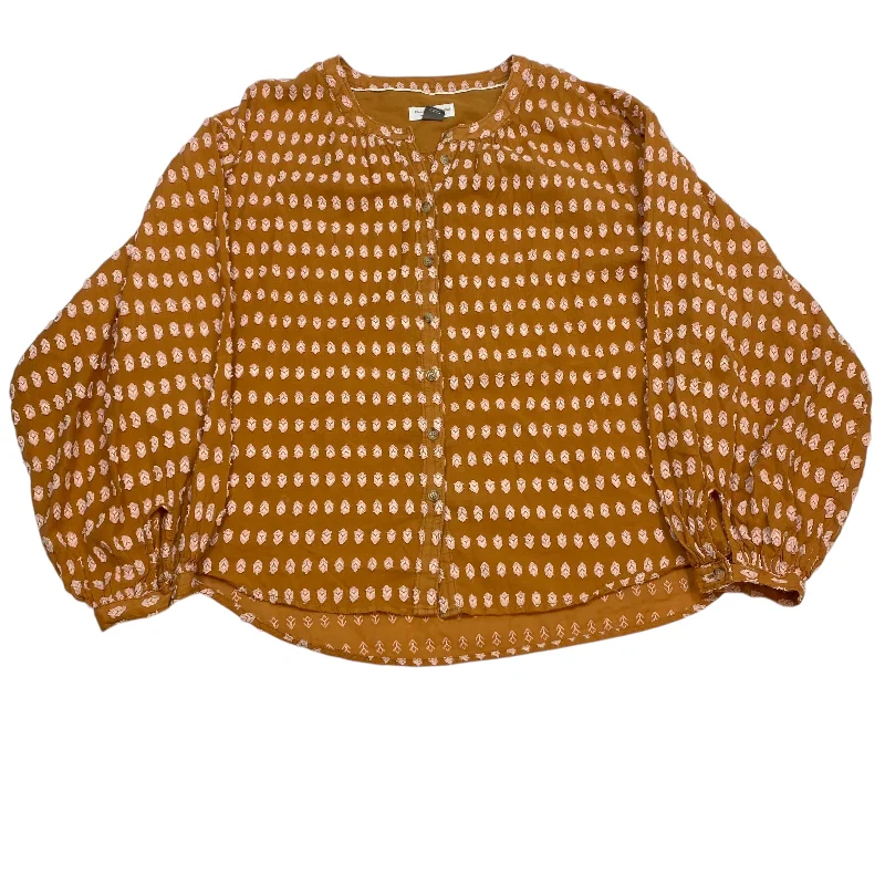 Top Long Sleeve By Pilcro In Brown, Size: L