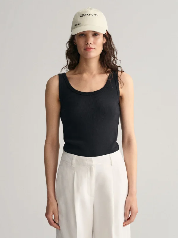 Gant Women Black Solid Scoop Neck Sleeveless Top