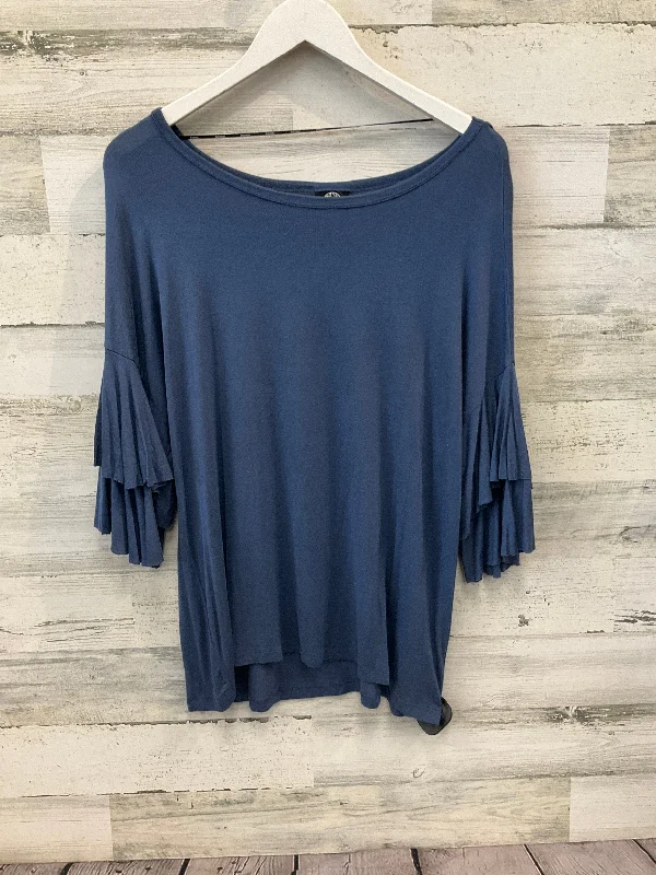 Top 3/4 Sleeve By Bobeau In Blue, Size: L