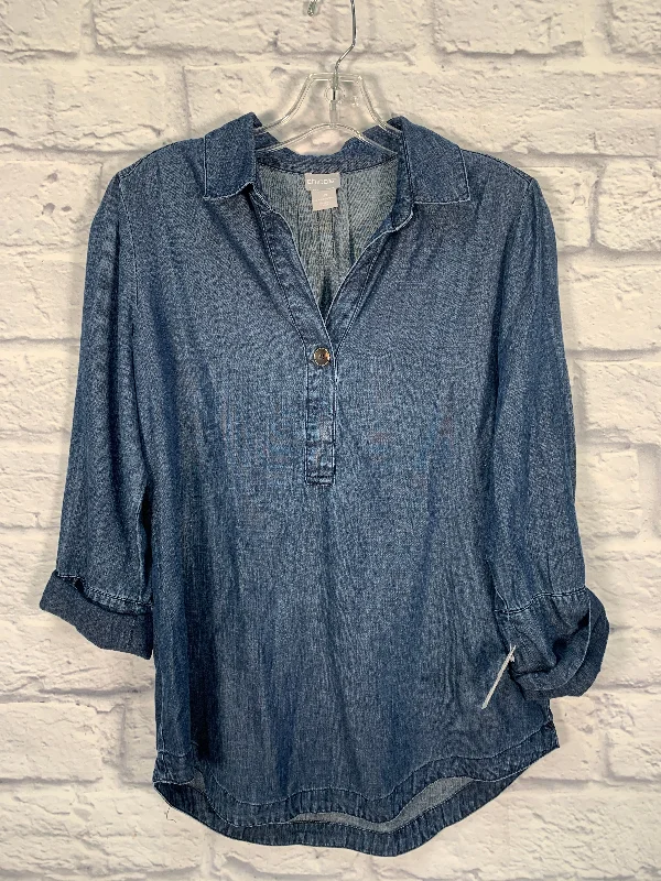 Top 3/4 Sleeve By Chicos In Blue, Size: S