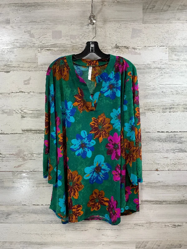 Top 3/4 Sleeve By Clothes Mentor In Green, Size: 3x