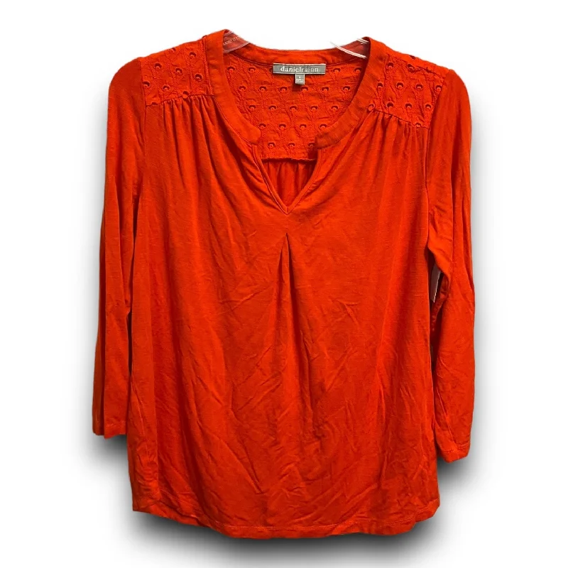 Top 3/4 Sleeve By Daniel Rainn In Orange, Size: S