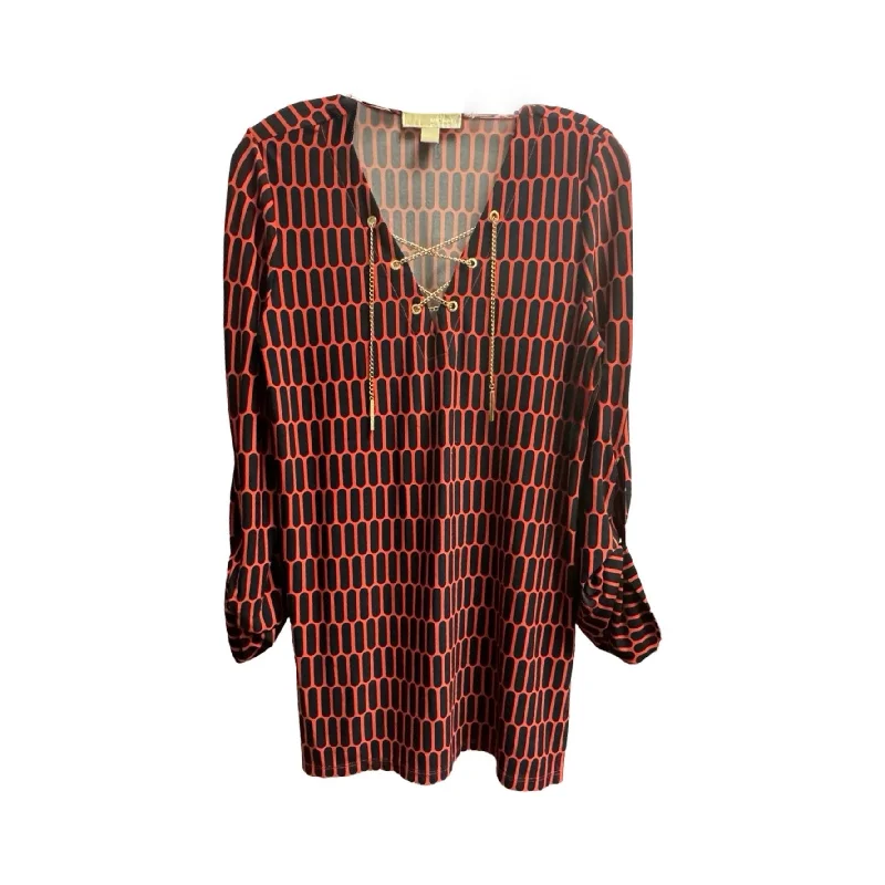 Top 3/4 Sleeve By Michael By Michael Kors In Black & Red, Size: M