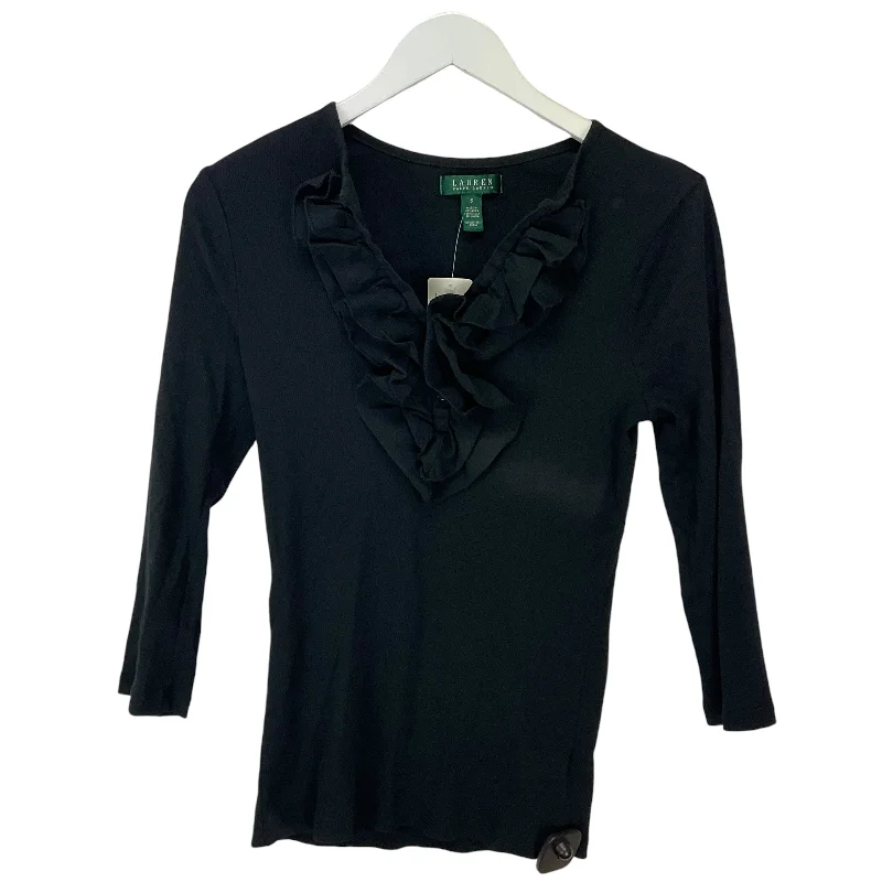 Top 3/4 Sleeve By Ralph Lauren In Black, Size: S